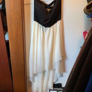 High low strapless dress